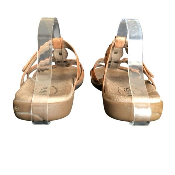 Taos Prize Leather Sandals Women’s Size 6 Tan 3 Strap Comfort - Picture 9 of 13